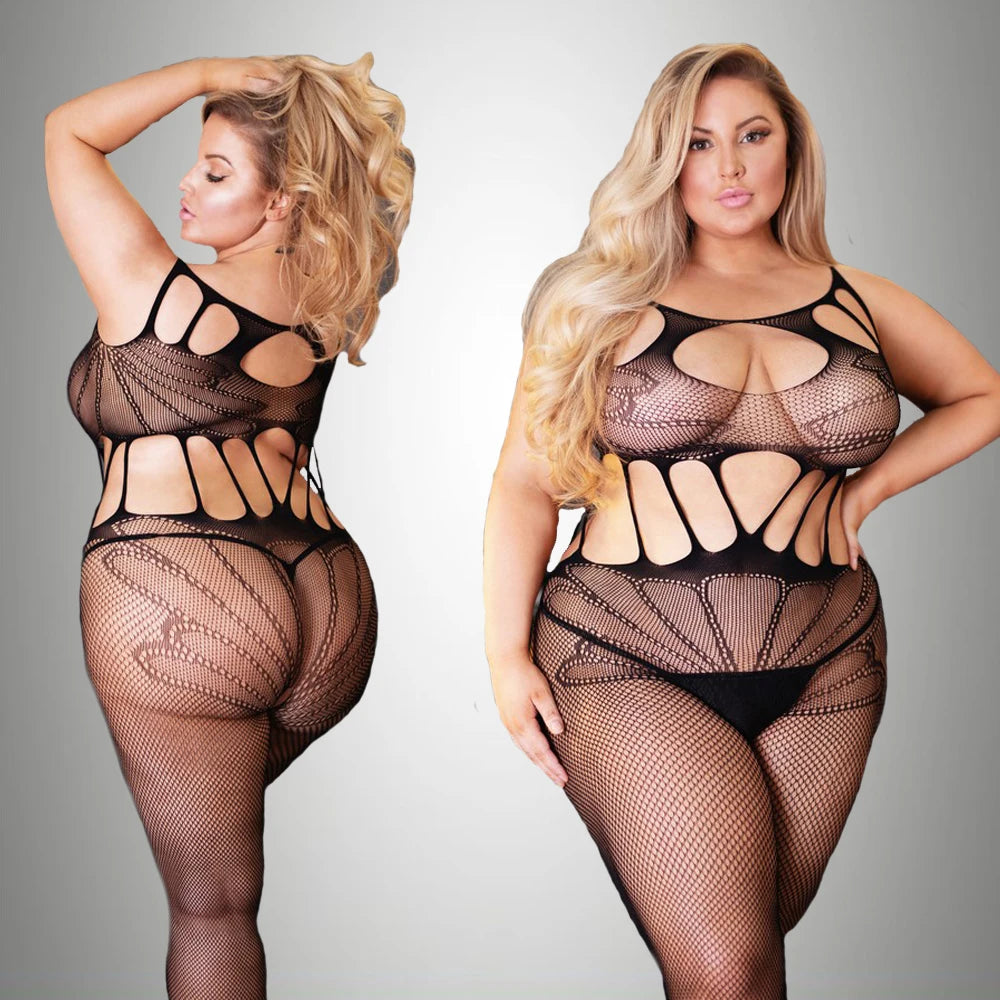 Transparent Plus Size Lace Bodysuit