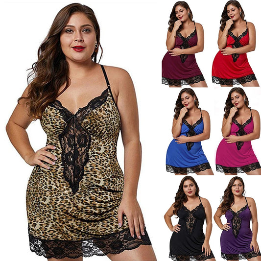 Plus Size Lace Spaghetti Strap Satin Nightdress – Women's Sleepwear